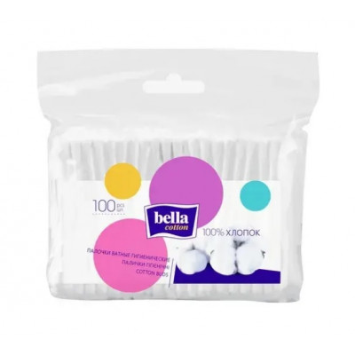 Ватні палочки Bella Cotton 100 штук в поліетилені Ватні палочки Bella Cotton 100 штук в поліетилені