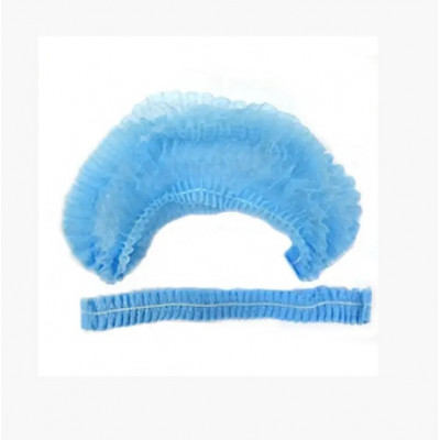 Шапочка медична нестирильна зі спанбонду на подвійній резинці PM блакитна 100 штук Шапочка медична нестирильна зі спанбонду на подвійній резинці PM блакитна 100 штук