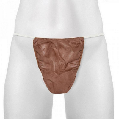 Трусики-стринги мужские L/XL из спанбонда коричневые 50 штук Трусики-стринги мужские L/XL из спанбонда коричневые 50 штук