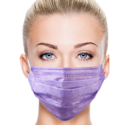 Маски процедурные Classic с петлями для ушей фиолетовые Маски процедурные Classic с петлями для ушей фиолетовые