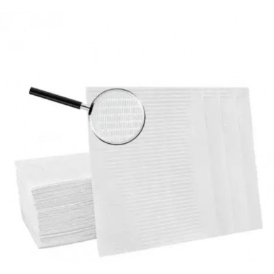 Салфетки-нагрудники медицинские из ламинированной бумаги трехслойные 33х41 сантиметров белые Салфетки-нагрудники медицинские из ламинированной бумаги трехслойные 33х41 сантиметров белые