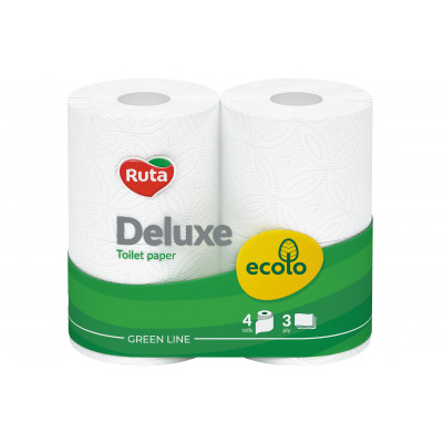 Туалетная бумага Ecolo Deluxe трехслойная белая 4 рулона Туалетная бумага Ecolo Deluxe трехслойная белая 4 рулона
