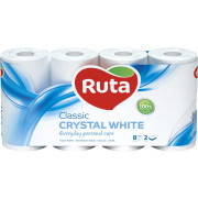 Бумага туалетная Ruta Classic белая двухслойная 8 штук 150 отрывов