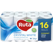 Туалетная бумага Ruta Classic двухслойная белая 16 рулонов