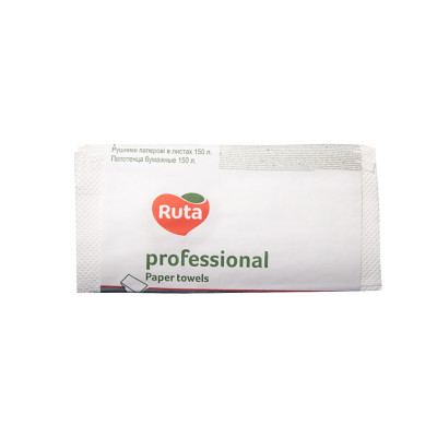 Рушники паперові Ruta Professional V-укладка целюлозні 230х240 мм 150 штук Рушники паперові Ruta Professional V-укладка целюлозні 230х240 мм 150 штук