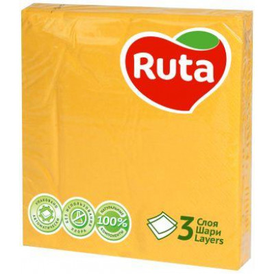 Серветки Ruta Колор жовті тришарові 33х33 см 20 листів Серветки Ruta Колор жовті тришарові 33х33 см 20 листів