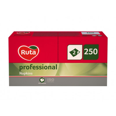 Серветки Ruta Professional червоні двошарові 33х33 250 листів Серветки Ruta Professional червоні двошарові 33х33 250 листів