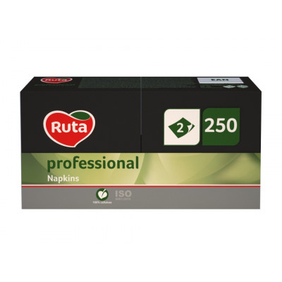 Серветки паперові двошарові Ruta Professional 33х33 см чорні 1/4 складання 250 аркушів Серветки паперові двошарові Ruta Professional 33х33 см чорні 1/4 складання 250 аркушів