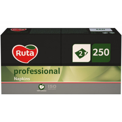 Серветки паперові Ruta Professional 33х33 двошарові чорнi 1/8 складання 250 аркушів Серветки паперові Ruta Professional 33х33 двошарові чорнi 1/8 складання 250 аркушів