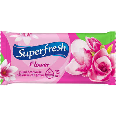 Салфетка влажная Flower Superfresh 15 штук Салфетка влажная Flower Superfresh 15 штук