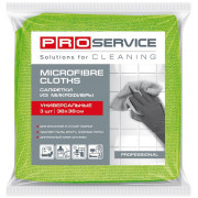 Серветки з мікрофібри PRO service 38x38 см універсальні зелені 3 штуки