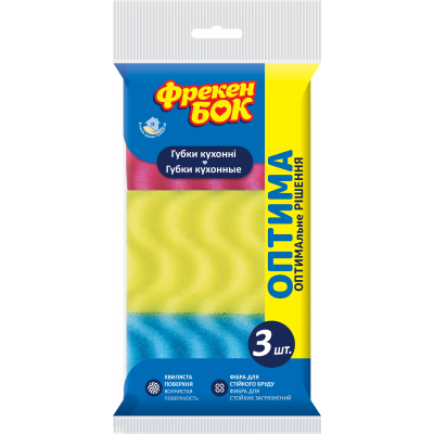 Губка кухонна 10х7х3 хвиля 3 штуки Губка кухонна 10х7х3 хвиля 3 штуки