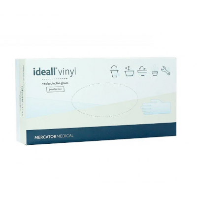 Вінілові рукавички IDEALL VINYL нестирильні неприпудрені універсальні захисні одноразові L 50 пар Вінілові рукавички IDEALL VINYL нестирильні неприпудрені універсальні захисні одноразові L 50 пар