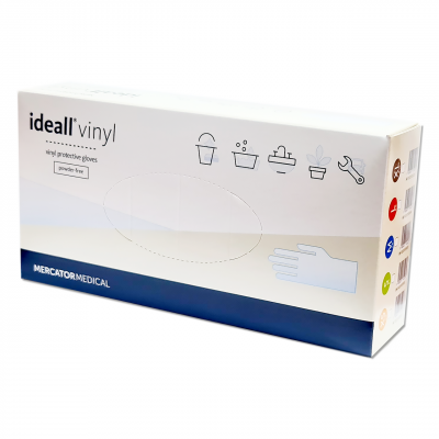 Вінілові рукавички IDEALL VINYL нестирильні неприпудрені універсальні захисні одноразові М 50пар Вінілові рукавички IDEALL VINYL нестирильні неприпудрені універсальні захисні одноразові М 50пар