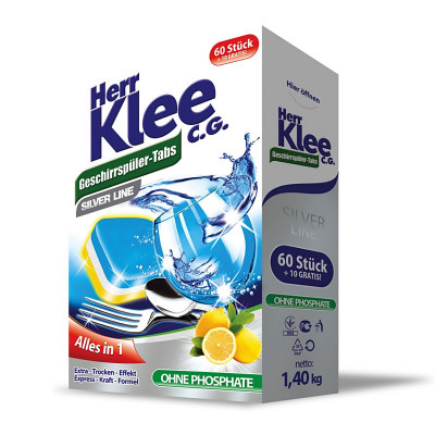 Таблетки для посудомийних машин Herr Klee Geschirrspuler-Tabs Lemon 70 штук Таблетки для посудомийних машин Herr Klee Geschirrspuler-Tabs Lemon 70 штук