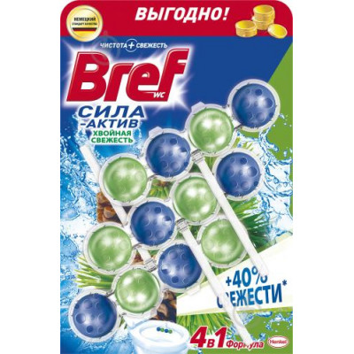 Туалетный блок для унитаза Bref Сила актив Хвойная свежесть 50 грамм Туалетный блок для унитаза Bref Сила актив Хвойная свежесть 50 грамм