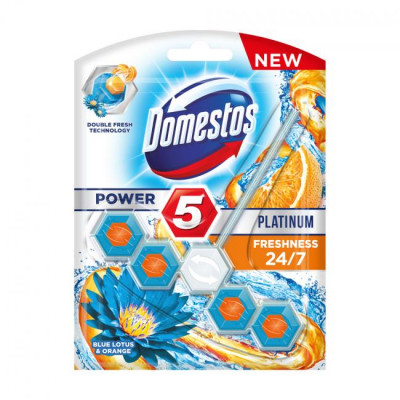 Блок для очищения унитаза Domestos пауер 5+ двойной аромат лотос и апельсин 55 г Блок для очищения унитаза Domestos пауер 5+ двойной аромат лотос и апельсин 55 г