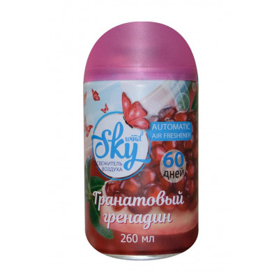Сменный баллон освежителя воздуха SKY wind Гранатовый гренадин 260 мл Сменный баллон освежителя воздуха SKY wind Гранатовый гренадин 260 мл