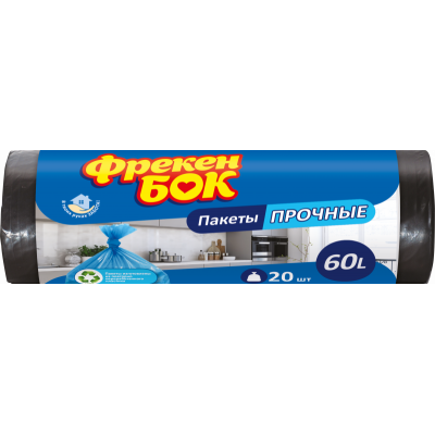 Пакет для мусора Фрекен БОК 60 л черные 20 пакетов Пакет для мусора Фрекен БОК 60 л черные 20 пакетов