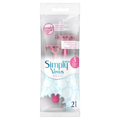 Бритва одноразова "GILLETTE" Simply Venus 3 Basic безпечні бритви 2шт Бритва одноразова "GILLETTE" Simply Venus 3 Basic безпечні бритви 2шт