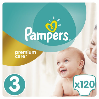 Підгузники Pampers Premium Care Розмір 3 (Midi) 5-9 кг (120 підгузників) Підгузники Pampers Premium Care Розмір 3 (Midi) 5-9 кг (120 підгузників)