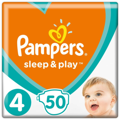 Подгузники Pampers Sleep & Play Размер 4 (Maxi) 9-14 кг, 50 подгузников Подгузники Pampers Sleep & Play Размер 4 (Maxi) 9-14 кг, 50 подгузников