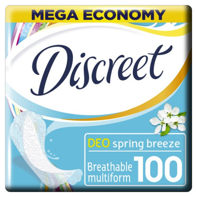 Щоденні гігієнічні прокладки Discreet Deo Spring Breeze (100 штук) Щоденні гігієнічні прокладки Discreet Deo Spring Breeze (100 штук)