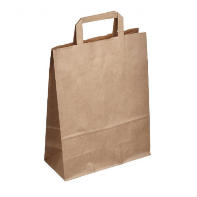 Пакет с плоскими ручками 260х250х115 мм бурый крафт 70 г/м2 350 штук Пакет с плоскими ручками 260х250х115 мм бурый крафт 70 г/м2 350 штук