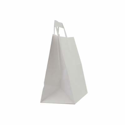 Пакет с плоскими ручками 335х260х140 мм белый Пакет с плоскими ручками 335х260х140 мм белый