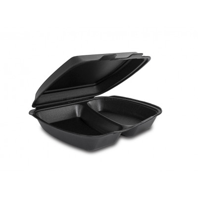 Ланч-бокс зі спіненого полістиролу МВ-2 242х200х74 мм чорний 125 штук Ланч-бокс зі спіненого полістиролу МВ-2 242х200х74 мм чорний 125 штук