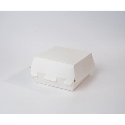 Упаковка под гамбургер маленькая 95х70х95 мм белая 25 штук Упаковка под гамбургер маленькая 95х70х95 мм белая 25 штук