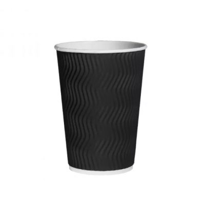 Стаканы гофрированные Ripple Wave 250 мл черные 30 штук Стаканы гофрированные Ripple Wave 250 мл черные 30 штук