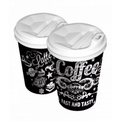Стакан бумажный 110 мл черный рисунок кофе 50 штук Стакан бумажный 110 мл черный рисунок кофе 50 штук