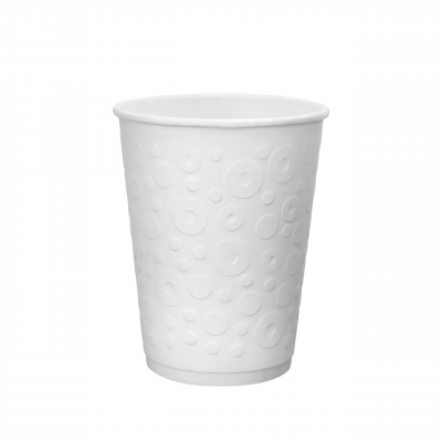 Стакан бумажный 350 мл 2-слойный белый с тиснением Bubles 30 штук Стакан бумажный 350 мл 2-слойный белый с тиснением Bubles 30 штук