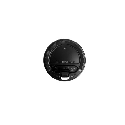 Кришка для паперового стакану D90 чорна з клапаном 50 штук Кришка для паперового стакану D90 чорна з клапаном 50 штук