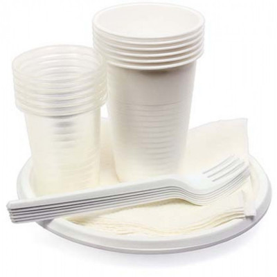 Набір одноразового посуду тарілка, виделка, стакан за 10 штук Набір одноразового посуду тарілка, виделка, стакан за 10 штук