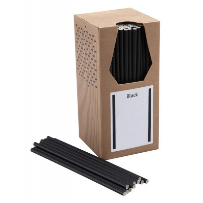 Трубочка бумажная в картонной коробке черная 20 см 6 мм 250 штук Трубочка бумажная в картонной коробке черная 20 см 6 мм 250 штук