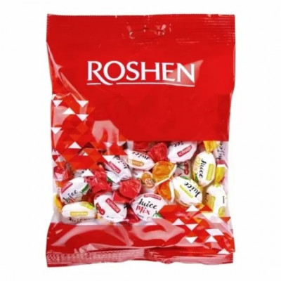 Цукерки Roshen Джус Мікс карамельні з фруктово-ягідною начинкою 1 кілограм Цукерки Roshen Джус Мікс карамельні з фруктово-ягідною начинкою 1 кілограм