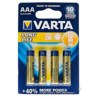 Батарейка VARTA LONGLIFE AAA Alkaline блістер 4 штук Батарейка VARTA LONGLIFE AAA Alkaline блістер 4 штук