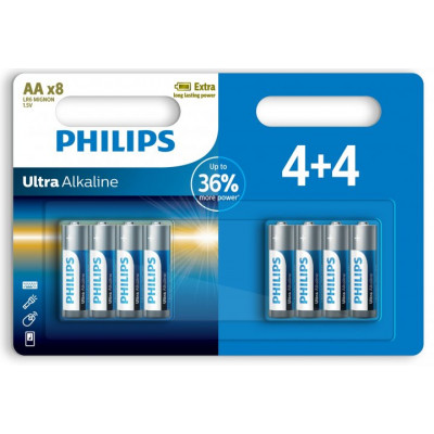 Батарейка Philips Ultra Alkaline щелочная AA блистер 8 штук Батарейка Philips Ultra Alkaline щелочная AA блистер 8 штук