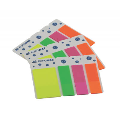 Закладки пластикові з клейким шаром NEON Стрелки 45x12мм асорті 5х25 аркушів Закладки пластикові з клейким шаром NEON Стрелки 45x12мм асорті 5х25 аркушів