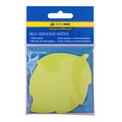 Блок для нотаток Листя 50 аркушів асорті неон Buromax Блок для нотаток Листя 50 аркушів асорті неон Buromax