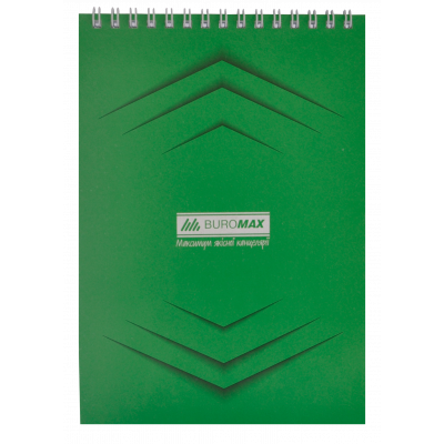 Блокнот на пружині зверху , А-5, 48 арк, "Monochrome" JOBMAX, клітинка, картонна обкладинка, зелени Блокнот на пружині зверху , А-5, 48 арк, "Monochrome" JOBMAX, клітинка, картонна обкладинка, зелени