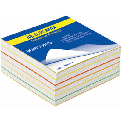 Блок паперу для нотаток Веселка 80х80х30 мм склеєний Buromax Блок паперу для нотаток Веселка 80х80х30 мм склеєний Buromax