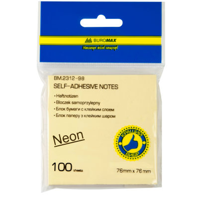 Блок для нотаток NEON 76х76мм, 100арк., асорті Блок для нотаток NEON 76х76мм, 100арк., асорті
