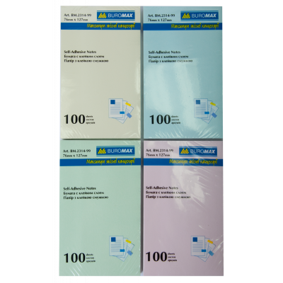 Блок для нотаток з клейким шаром BUROMAX 76х127мм 100 аркушів асорті Блок для нотаток з клейким шаром BUROMAX 76х127мм 100 аркушів асорті