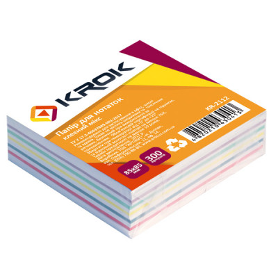 Блок паперу для нотаток "Мікс" проклеєний 85х85 мм 300 аркушів Блок паперу для нотаток "Мікс" проклеєний 85х85 мм 300 аркушів