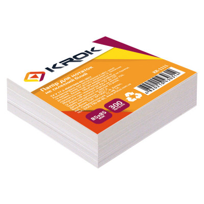 Блок бумаги для заметок белый не проклееный 85х85 мм 300 листов Блок бумаги для заметок белый не проклееный 85х85 мм 300 листов