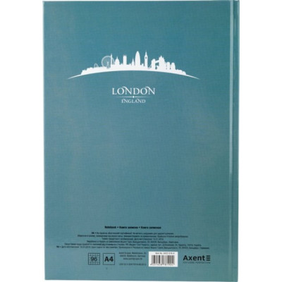 Книга записна Maps London бірюзовий з твердою обкладинкою в клітинку А4 96 аркушів AXENT Книга записна Maps London бірюзовий з твердою обкладинкою в клітинку А4 96 аркушів AXENT