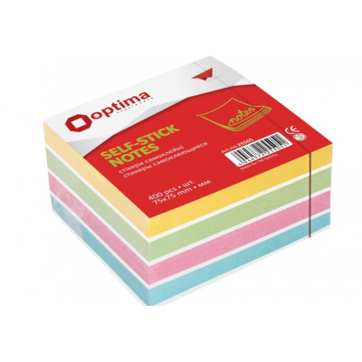 Блок для заметок с клейким слоем пастель микс 75x75 мм 400 листов Optima Блок для заметок с клейким слоем пастель микс 75x75 мм 400 листов Optima